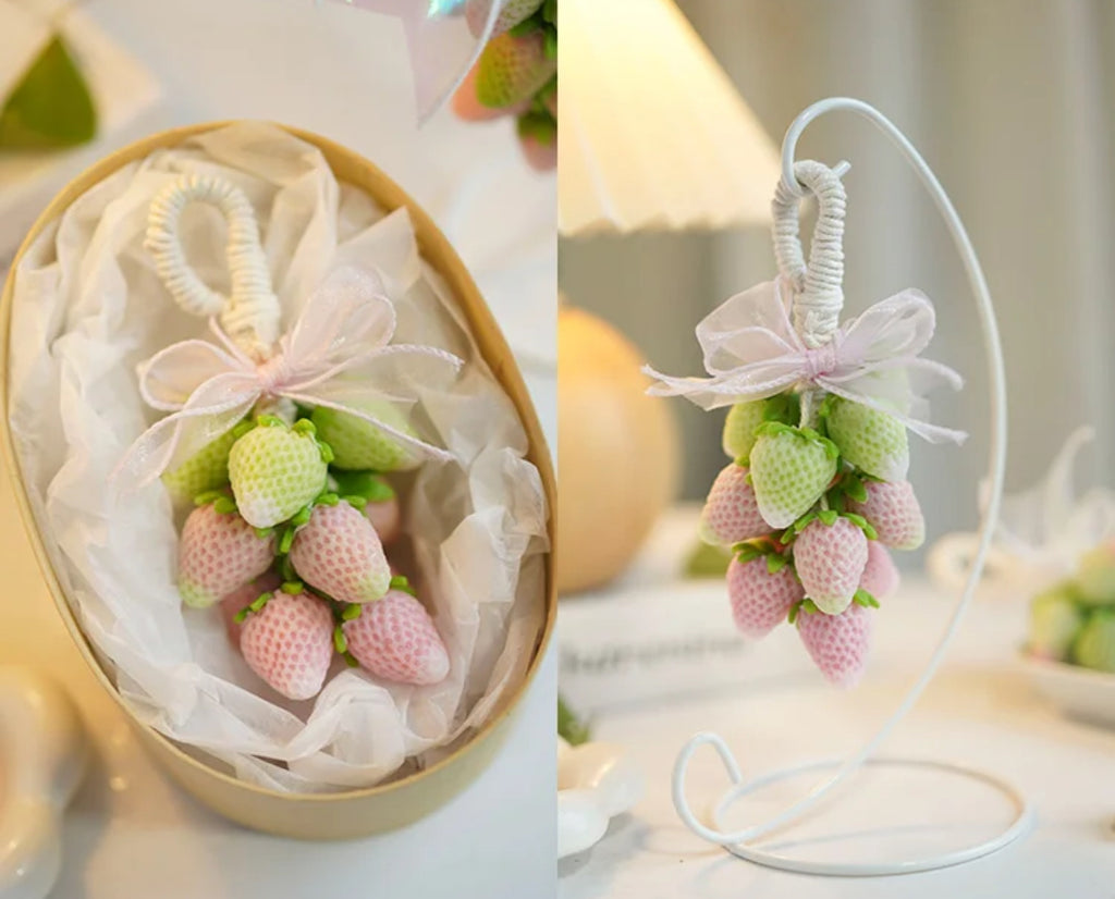 Handmade Cream Strawberry Soap String (12 Pcs) | Sweet Milk Scent