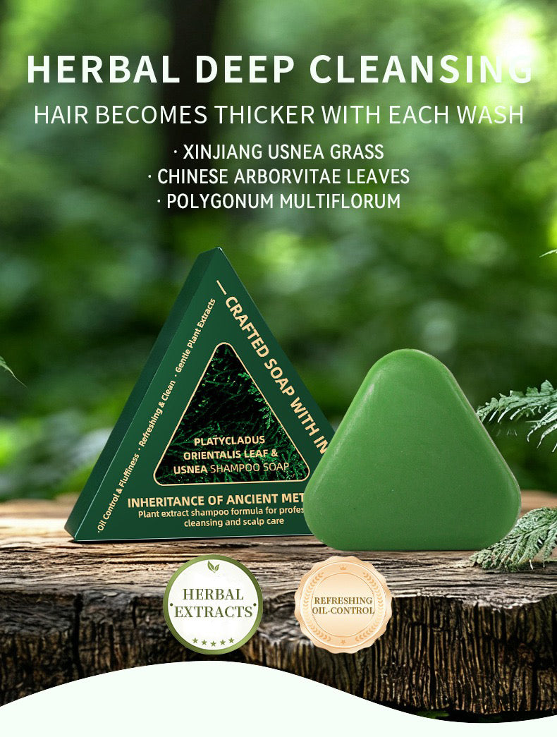 Xinjiang Usman Grass & He Shou Wu Hair Darkening Shampoo Bar (120g) | Anti-Hair Loss, Oil Control & Dandruff Treatment | Natural Herbal Solid Soap for Hair Growth