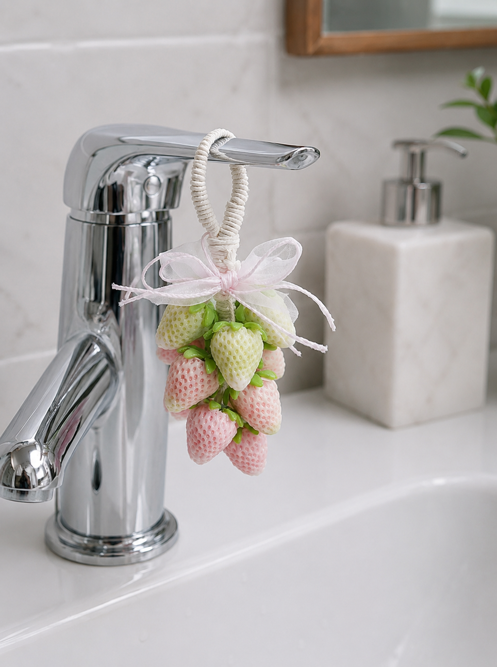 Handmade Cream Strawberry Soap String (12 Pcs) | Sweet Milk Scent
