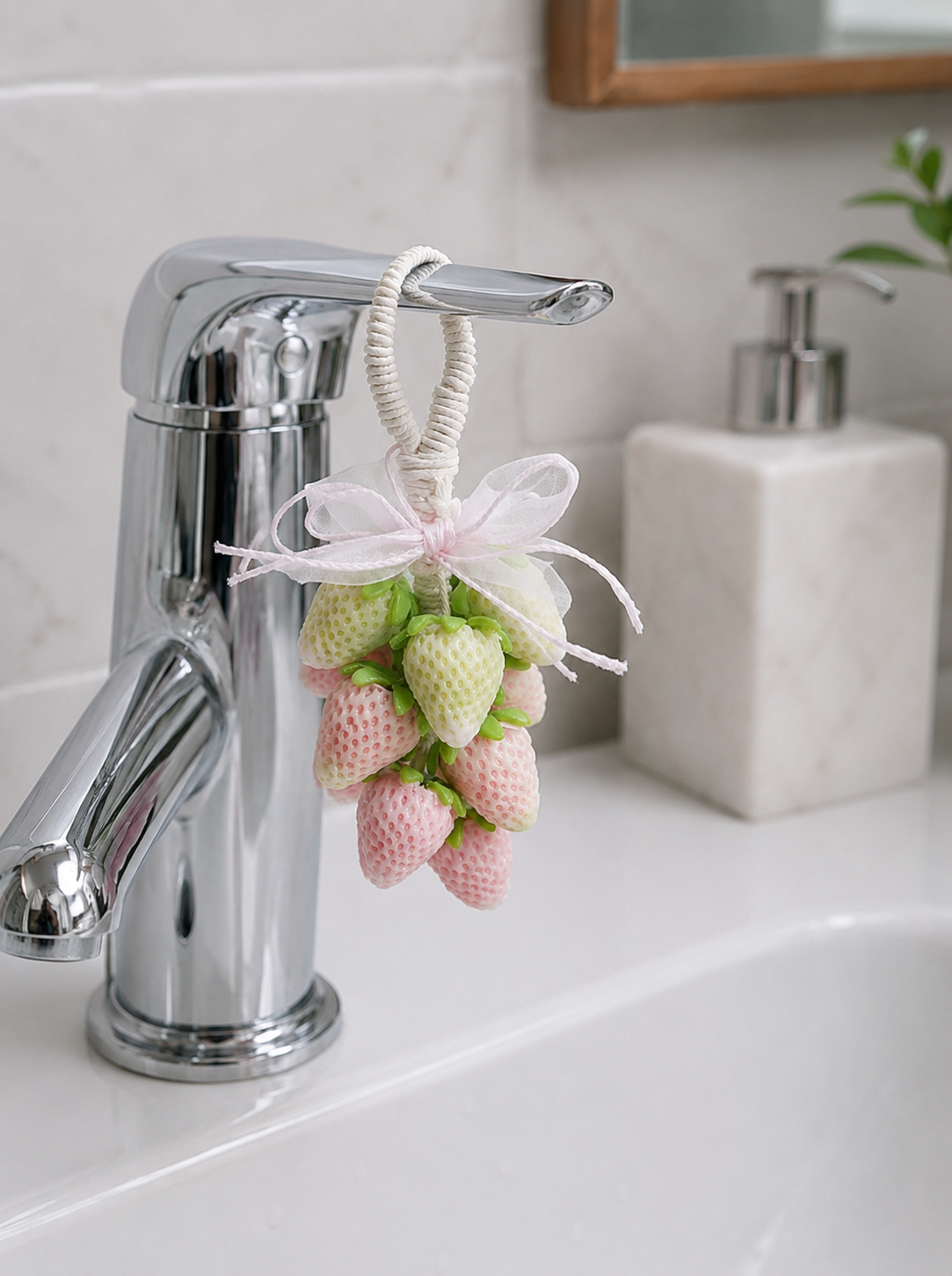 Handmade Cream Strawberry Soap String (12 Pcs) | Sweet Milk Scent