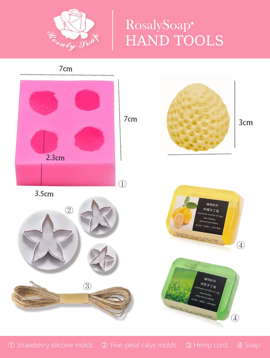DIY Strawberry Soap Making Kit - Create 1 Realistic Strawberry Soap Bundles | Complete Craft Set with Molds, Base & Fragrance
