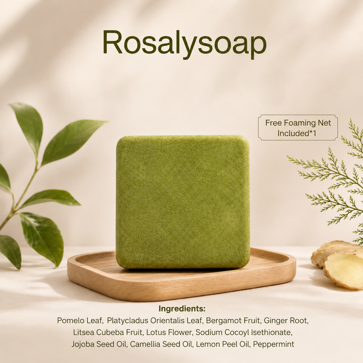 Pomelo Leaf & Biota Shampoo Bar | Bergamot Citrus Hair Soap for Volume & Oil Control | 80g
