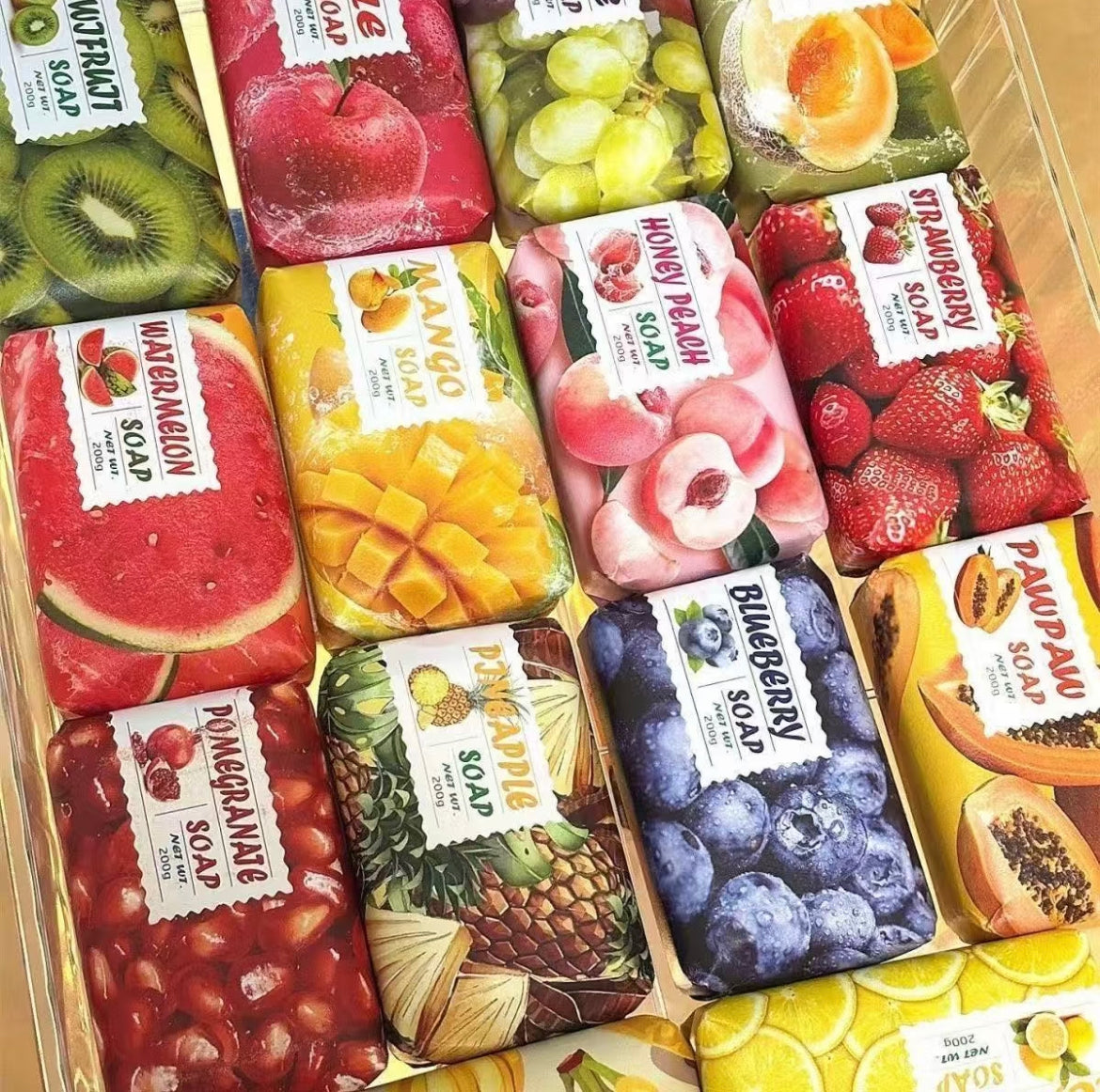 Fruit Fragrance Soap Bar | Long-Lasting Scent Handmade Bath & Face Soap | Peach, Grape, Coconut, Strawberry, Lemon & More
