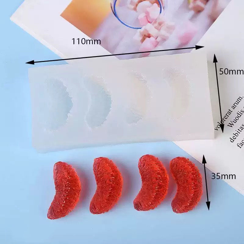 Cavity Tangerine Slice Silicone Candy Molds Fruit Mandarin Orange Segments Chocolate Baking Molds Gum Paste Icing Molds for Cake Decoration Cupcake Topper Sugar Craft Soap Candle Set of 2