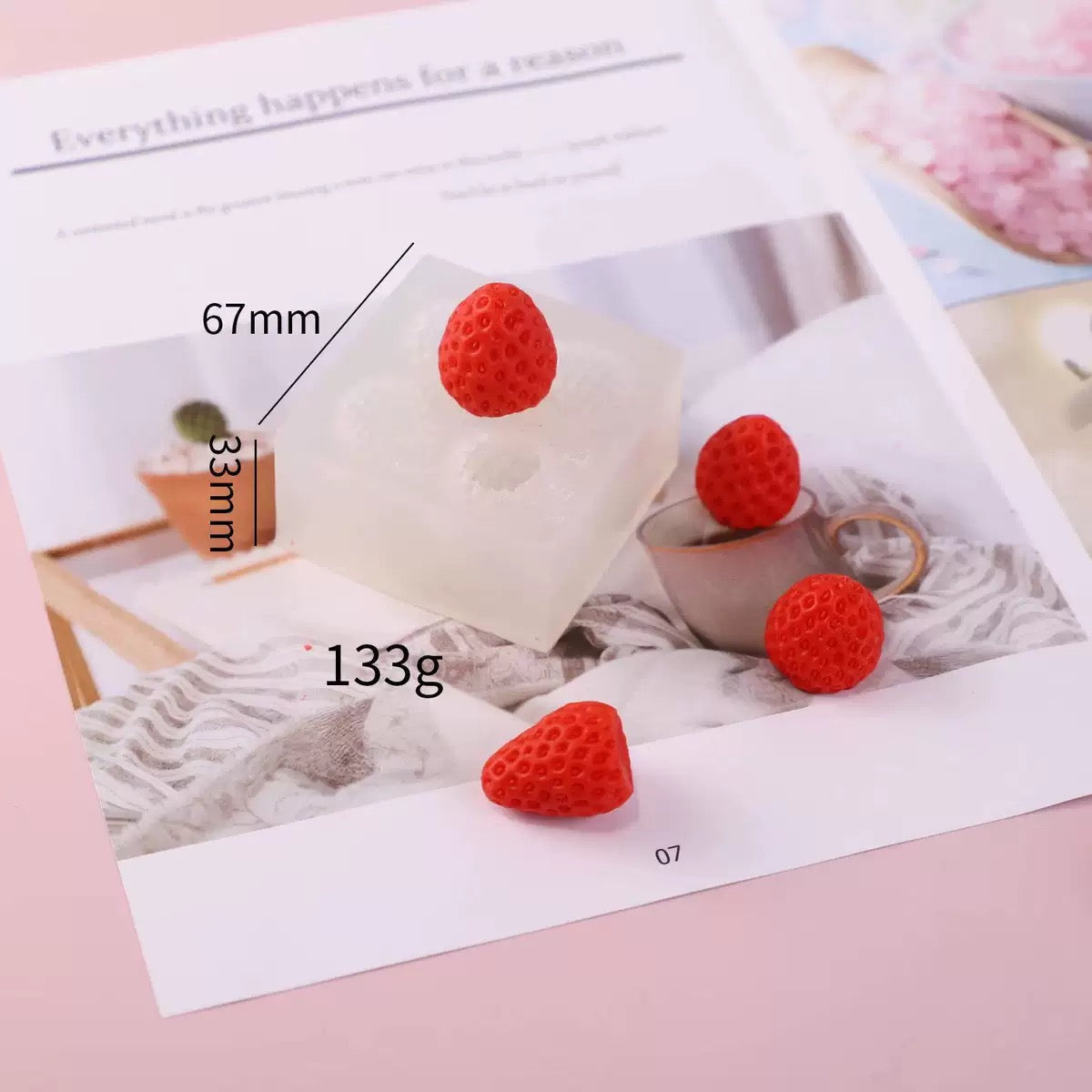 3D Strawberry Silicone Mold,Food Grade Safety Silicon Materials for Baking Mousse Dessert |Candle|Soap