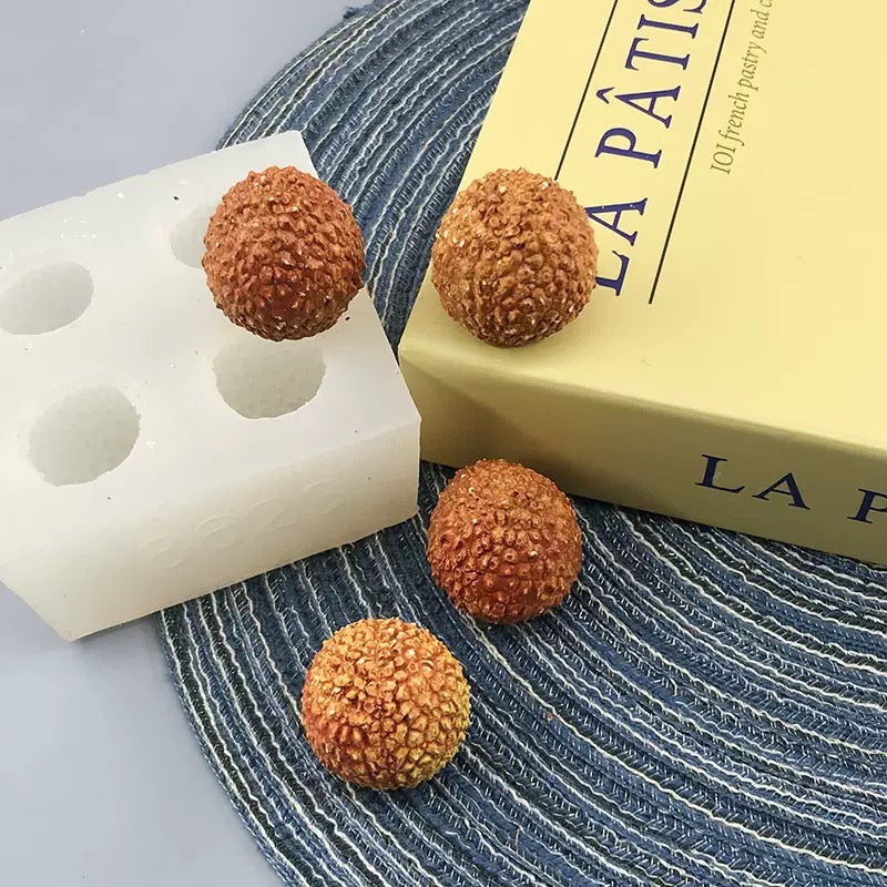 Food-Safe Heat-Resistant Realistic Lychee Texture Silicone Mold 2-Piece Set | Universal for Baking, Handmade Desserts, Candle Making, Soap Crafting, and Resin Art