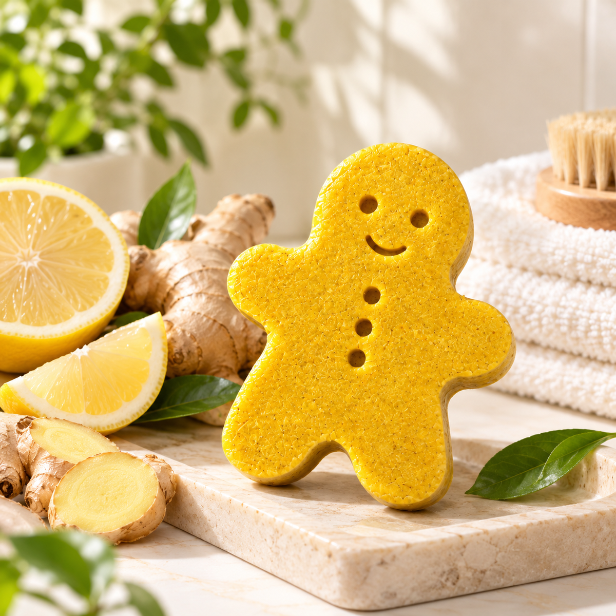 Handmade Lemon Ginger Shampoo Bar – Herbal Solid Shampoo for Hair & Scalp Care