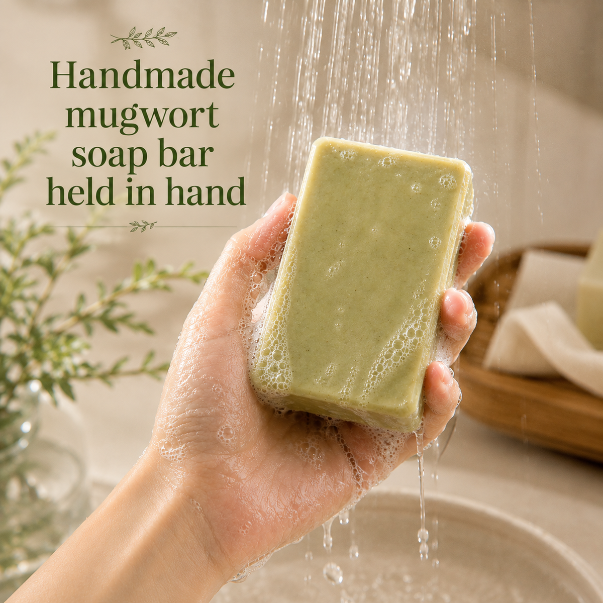 Handmade Mugwort & Dendrobium Herbal Soap Bar – Botanical Face & Body Cleanser