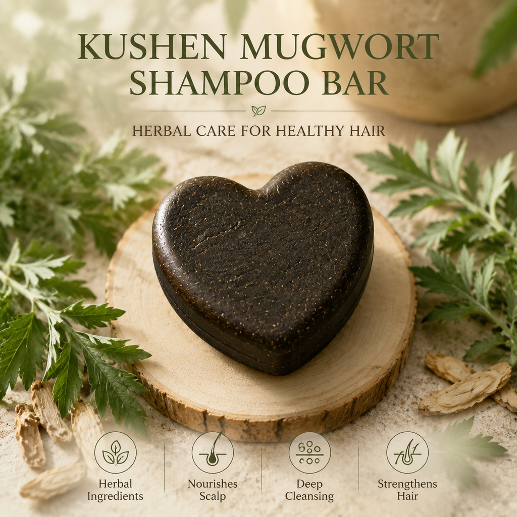 Natural Herbal Shampoo Bar with Kushen & Mugwort Extract – Solid Shampoo for Healthy Hair, Balanced Scalp & Gentle Cleansing