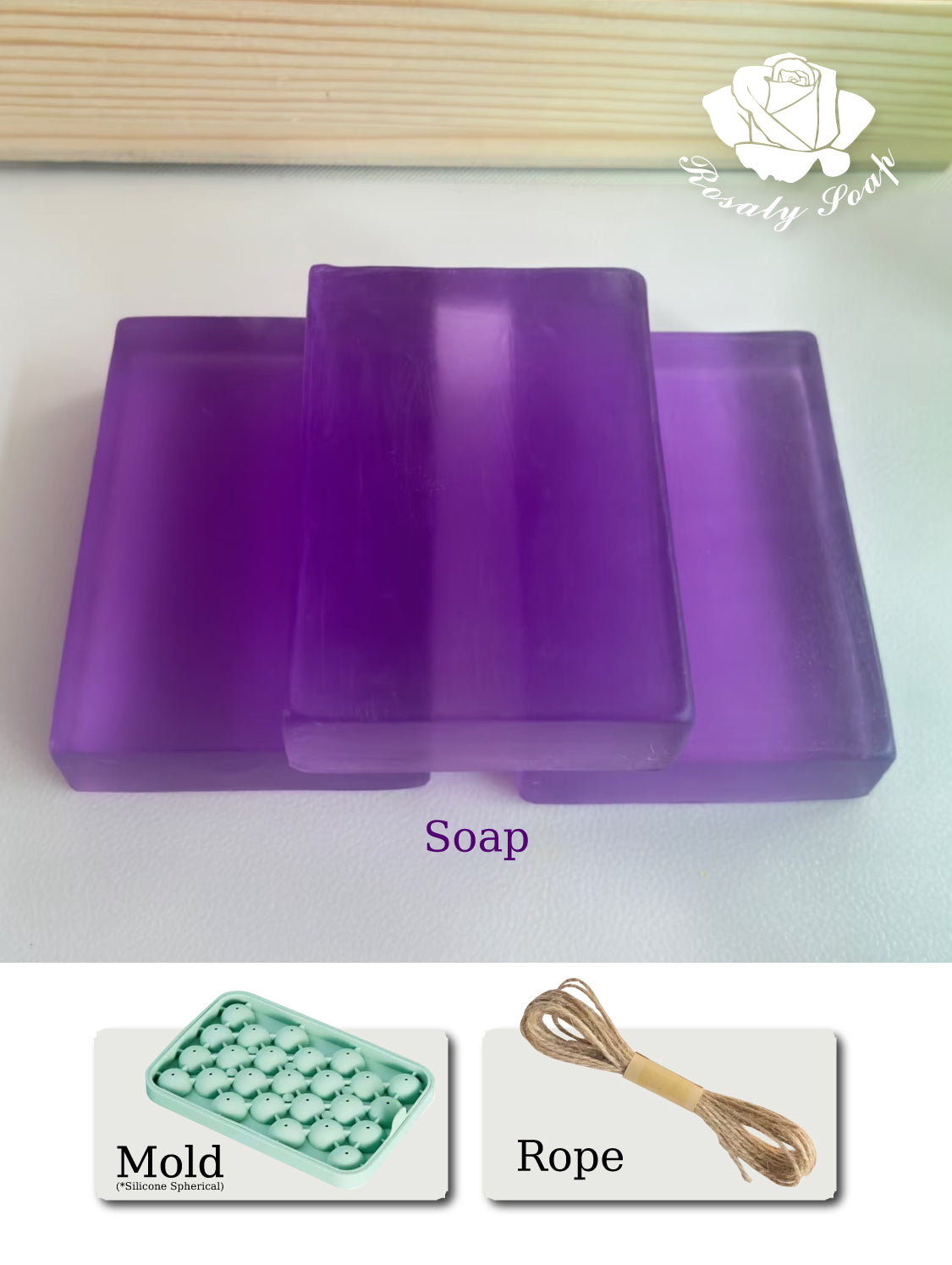 DIY Crystal Clear Grape Soap Making Kit | 4 Floral Scented Soap Bases + Grape Cluster Mold & Hemp Cord | Create Your Own Handmade Soap Gifts