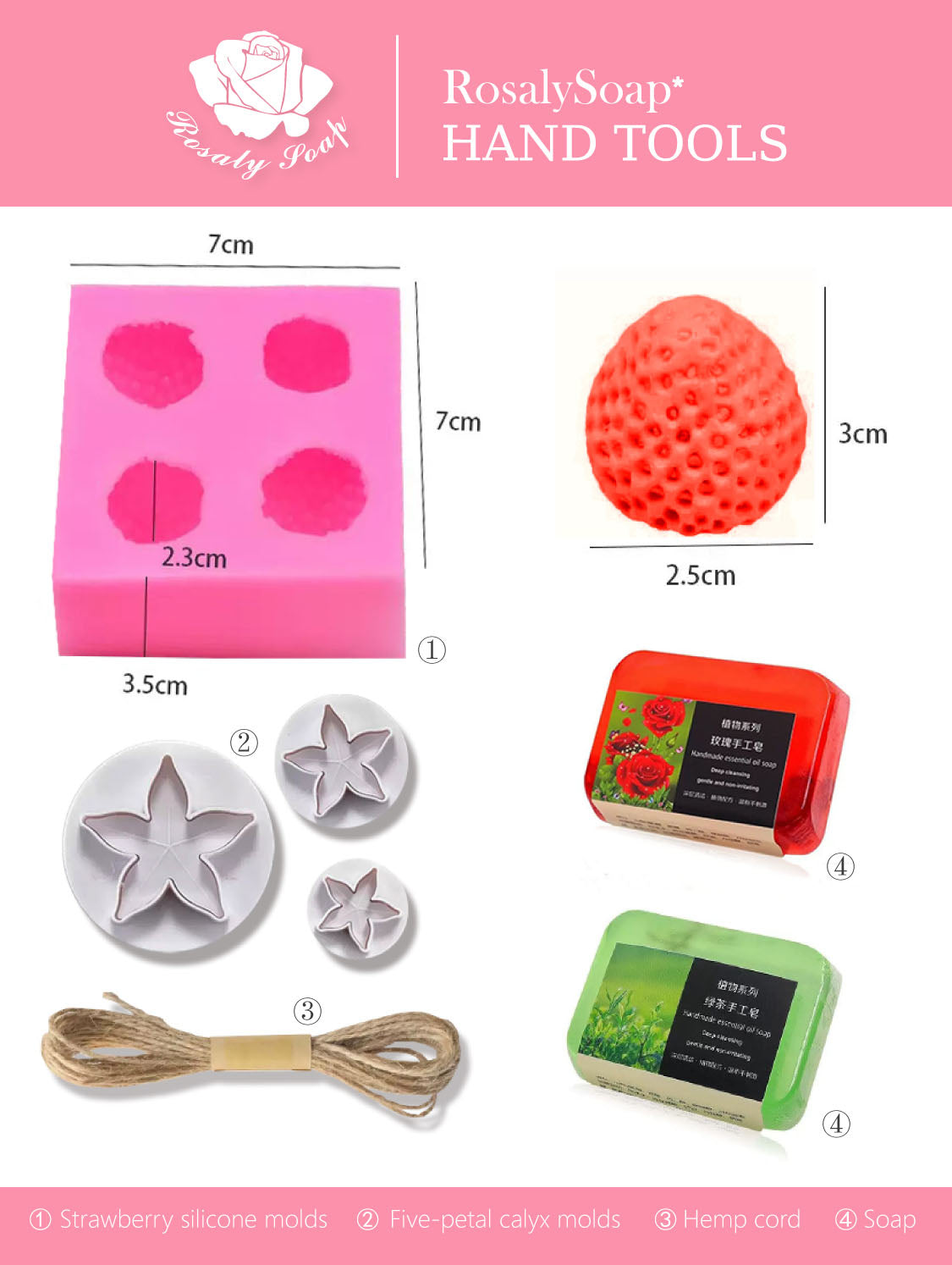 DIY Strawberry Soap Making Kit - Create 1 Realistic Strawberry Soap Bundles | Complete Craft Set with Molds, Base & Fragrance