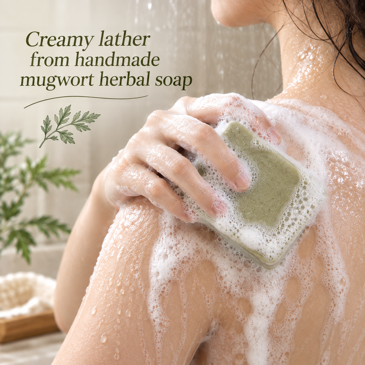 Handmade Mugwort & Dendrobium Herbal Soap Bar – Botanical Face & Body Cleanser