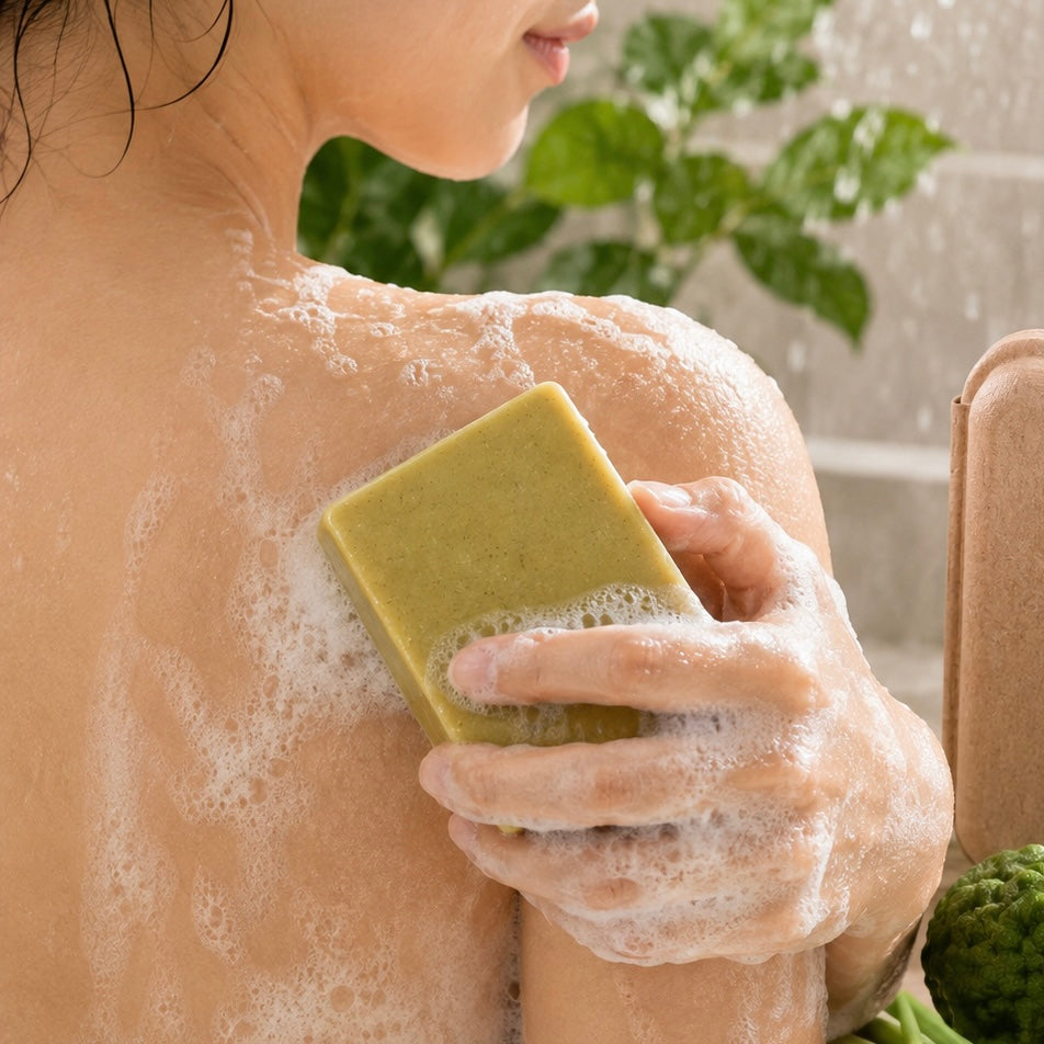 Handmade Lemongrass & Mugwort Soap Bar – Herbal Body Soap with Witch Hazel & Aloe