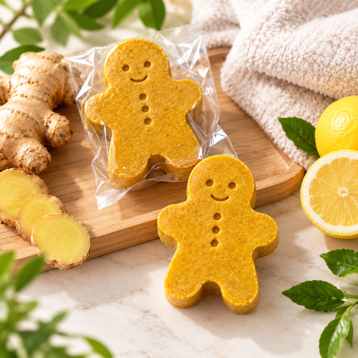 Handmade Lemon Ginger Shampoo Bar – Herbal Solid Shampoo for Hair & Scalp Care