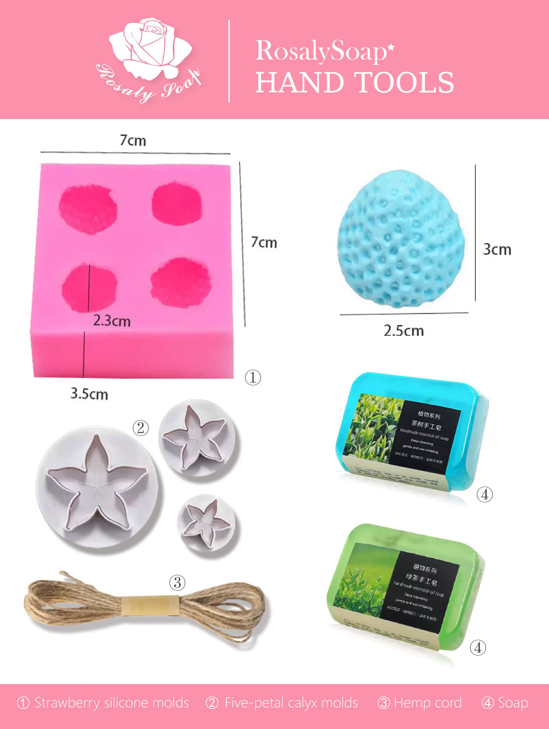 DIY Strawberry Soap Making Kit - Create 1 Realistic Strawberry Soap Bundles | Complete Craft Set with Molds, Base & Fragrance
