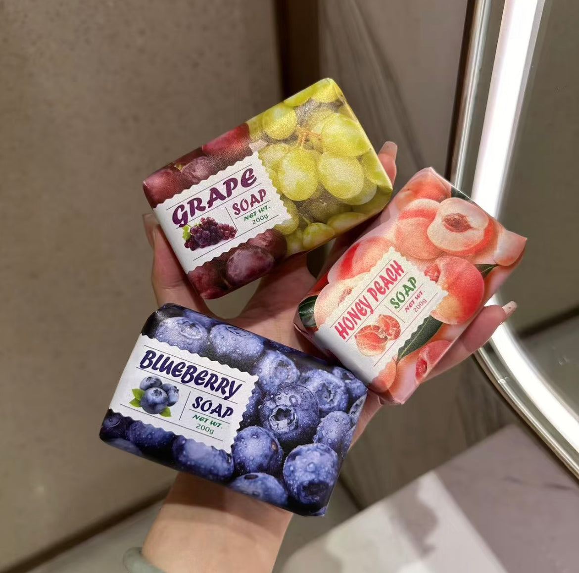 Fruit Fragrance Soap Bar | Long-Lasting Scent Handmade Bath & Face Soap | Peach, Grape, Coconut, Strawberry, Lemon & More