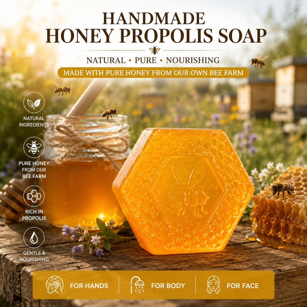 Handmade Honey Propolis Essential Oil Soap | Gentle Moisturizing Face & Body Bar
