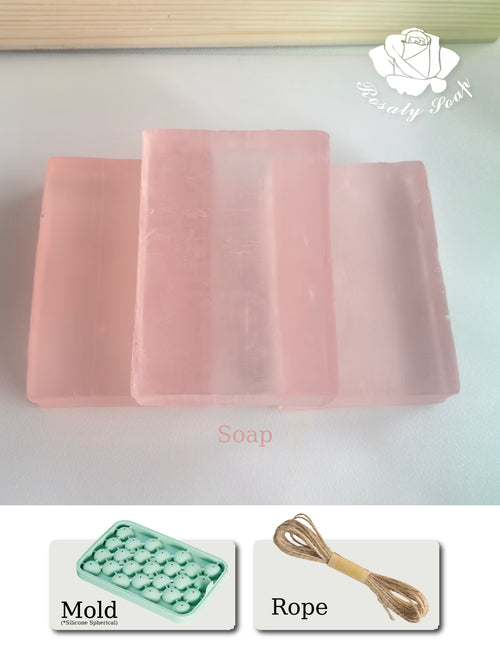 DIY Crystal Clear Grape Soap Making Kit | 4 Floral Scented Soap Bases + Grape Cluster Mold & Hemp Cord | Create Your Own Handmade Soap Gifts