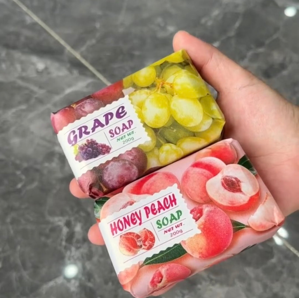 Fruit Fragrance Soap Bar | Long-Lasting Scent Handmade Bath & Face Soap | Peach, Grape, Coconut, Strawberry, Lemon & More