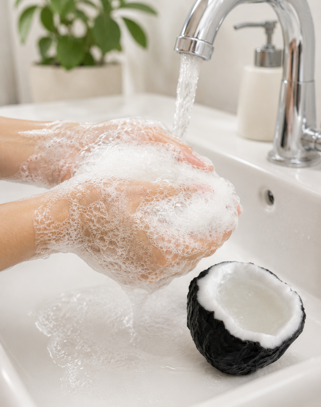 Realistic Coconut Shaped Handmade Soap | Exotic Tropical Bath Bar (110g)
