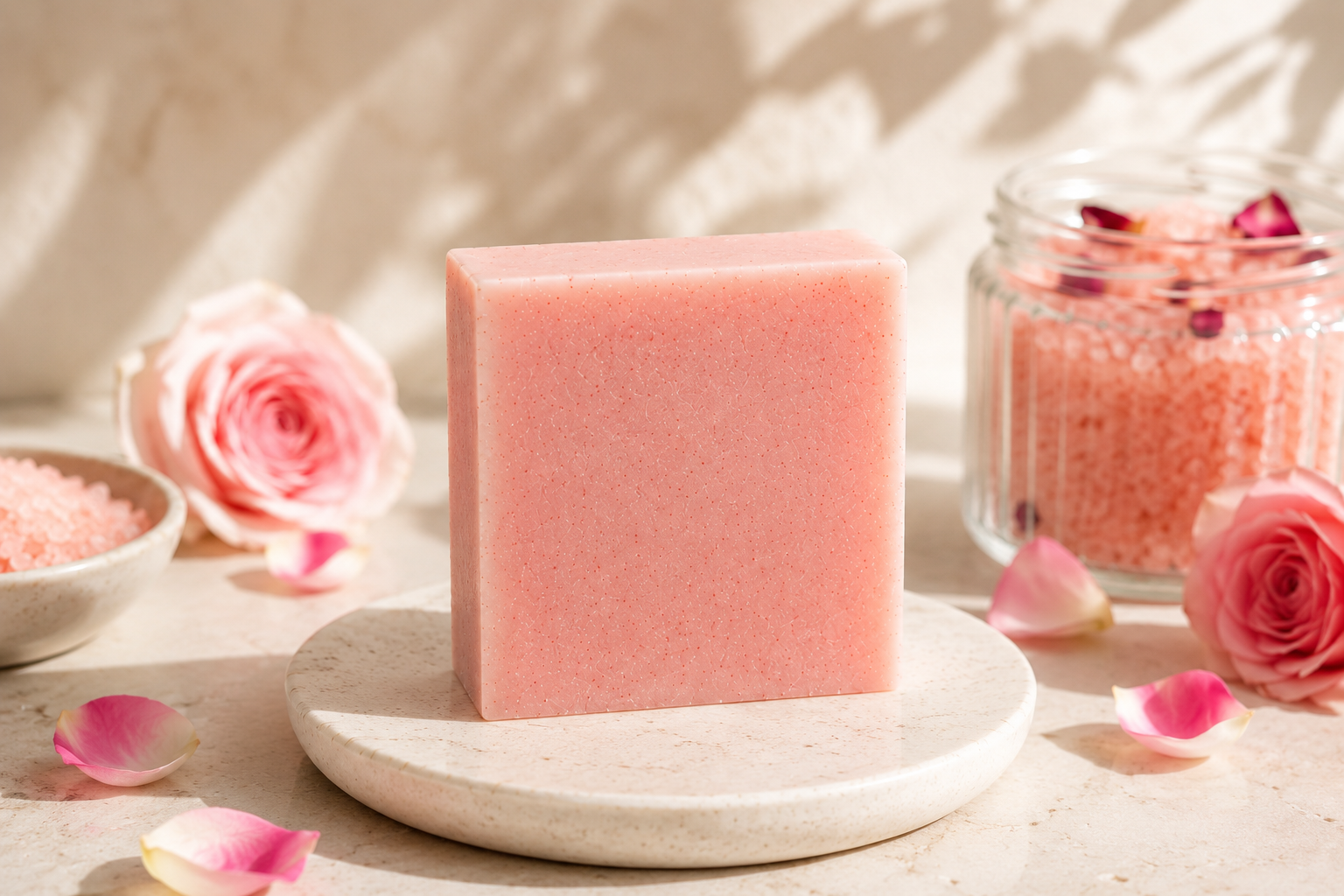 Handmade Rose Sea Salt Soap | Himalayan Rose Salt & Bulgarian Rose | Face, Hands & Body | 65g