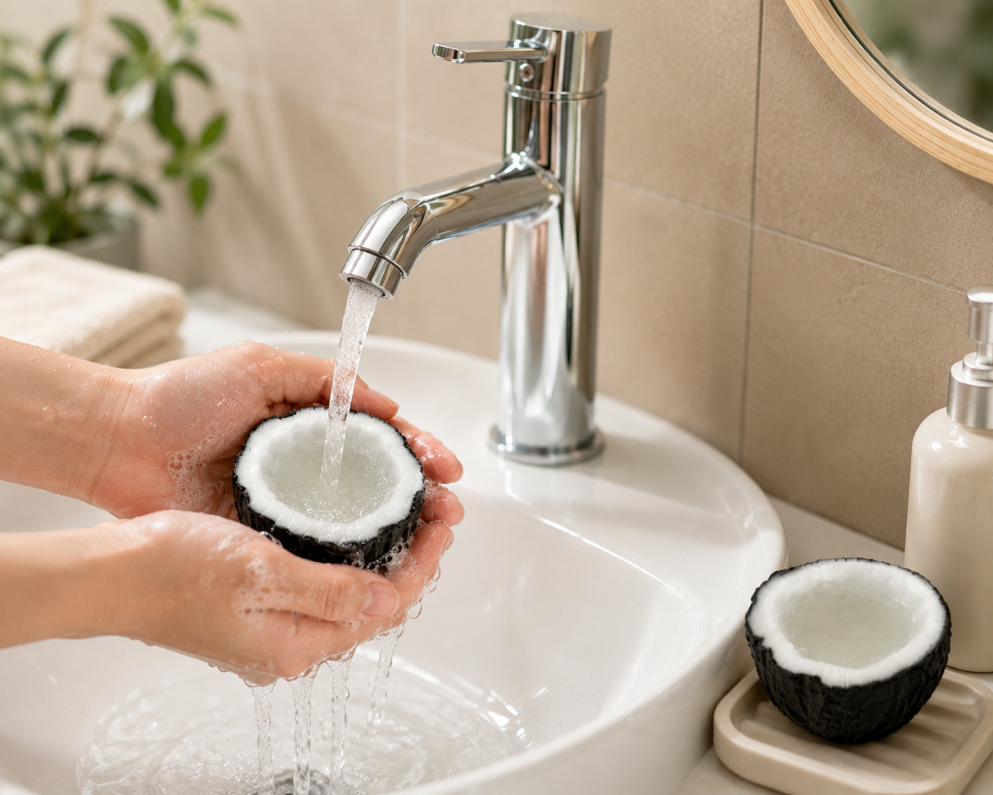Realistic Coconut Shaped Handmade Soap | Exotic Tropical Bath Bar (110g)