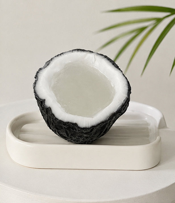 Realistic Coconut Shaped Handmade Soap | Exotic Tropical Bath Bar (110g)