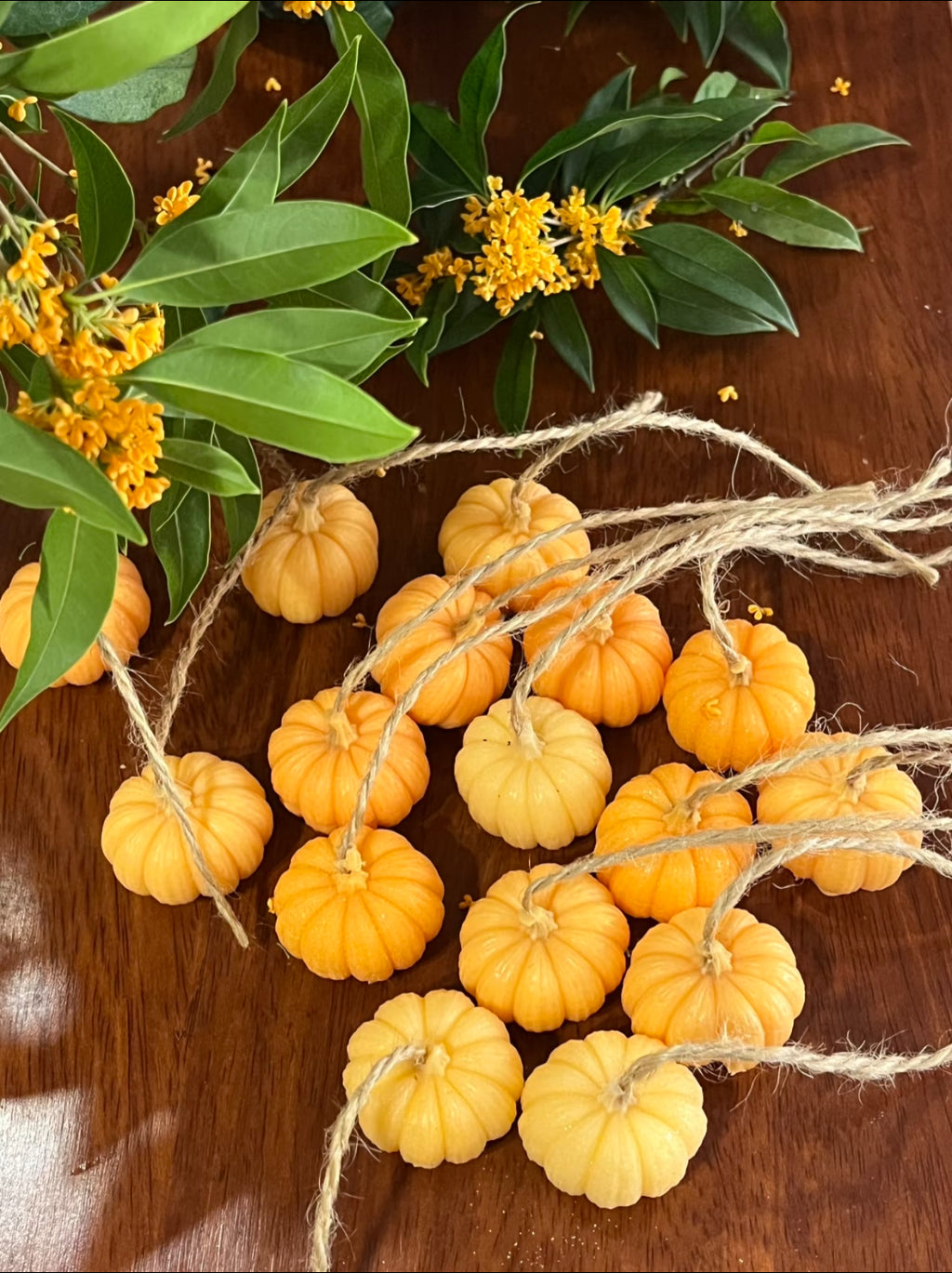 Handmade Pumpkin Soap Strand - 10 PCs Set | Natural Essential Oil Soap Collection | Festive Bathing Gift