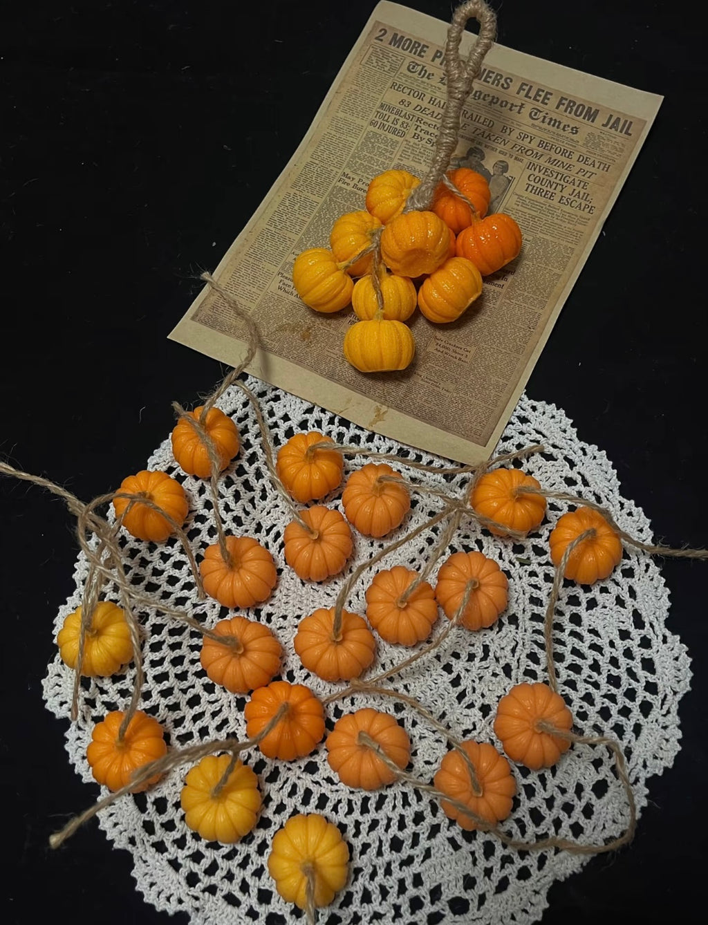 Handmade Pumpkin Soap Strand - 10 PCs Set | Natural Essential Oil Soap Collection | Festive Bathing Gift