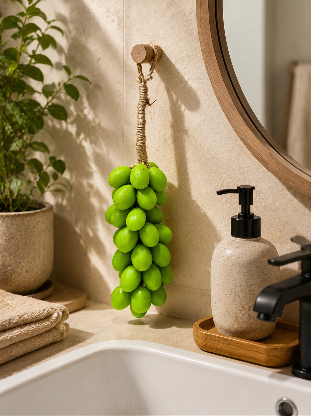 Handmade Grape Soap Bunch – Natural Decorative Soap with Rustic Hemp Rope | Aromatherapy Bath Gift