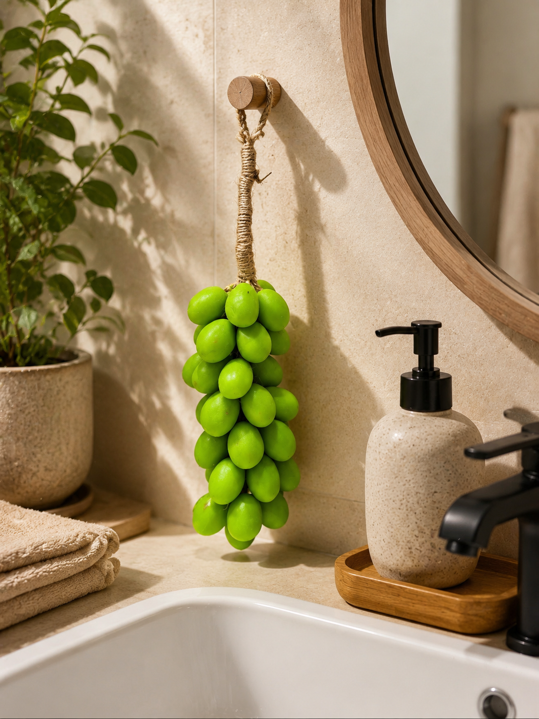 Handmade Grape Soap Bunch – Natural Decorative Soap with Rustic Hemp Rope | Aromatherapy Bath Gift