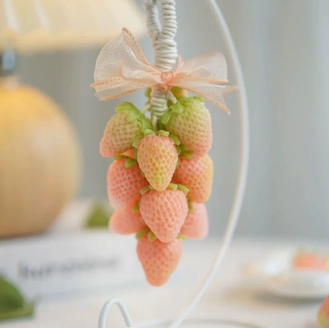 Handmade Cream Strawberry Soap String (12 Pcs) | Sweet Milk Scent