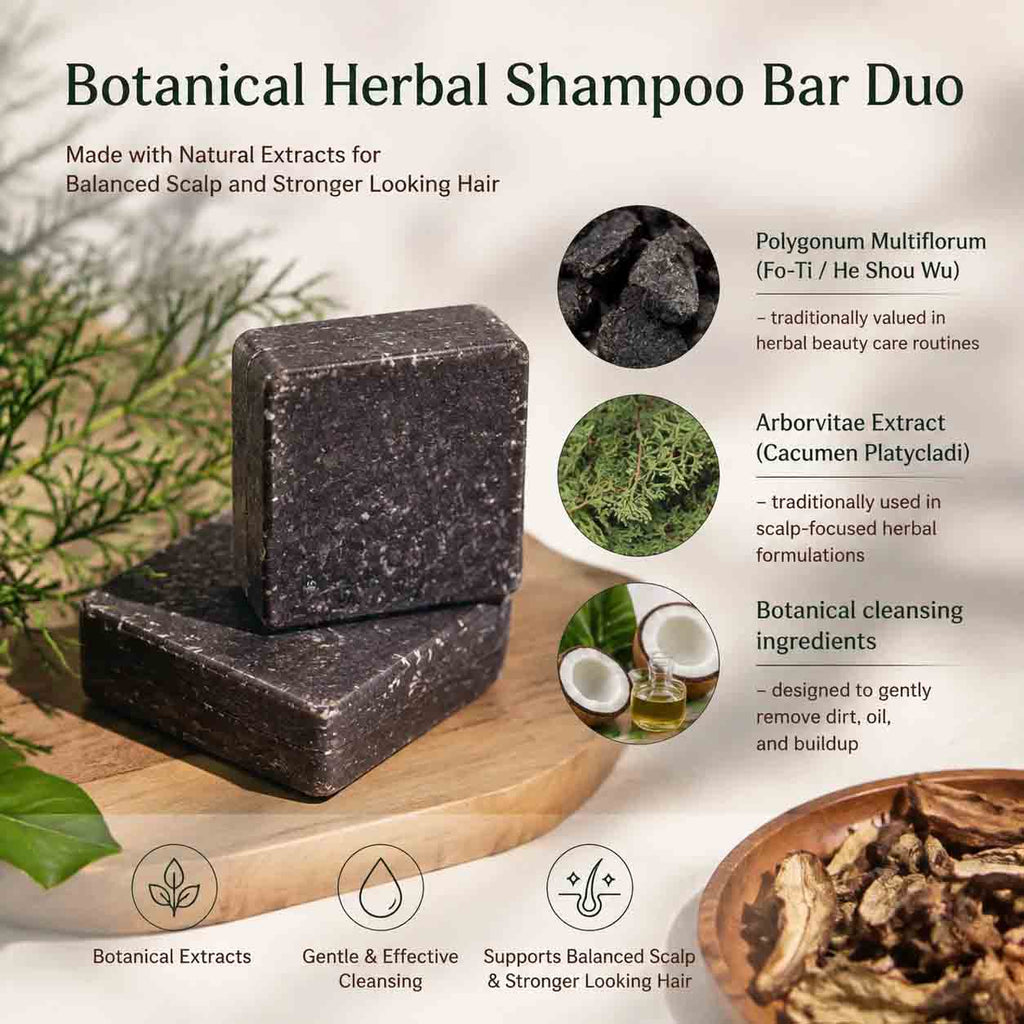 Handmade Herbal Shampoo Bar Duo for Scalp Care | Dendrobium & He Shou Wu