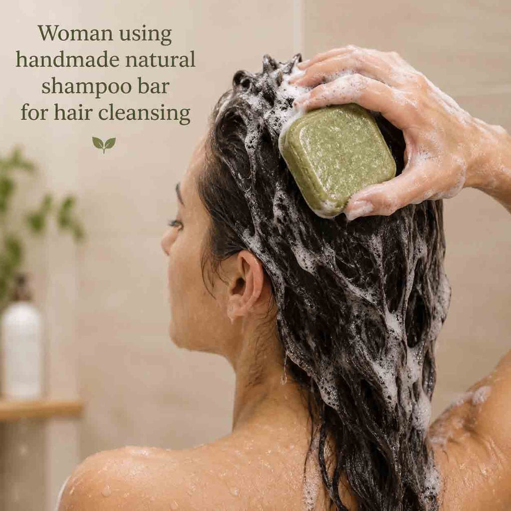 Handmade Pine Needle Mint Ginseng Herbal Shampoo Bar 100g | Natural Solid Shampoo for Scalp Care & Healthy-Looking Hair