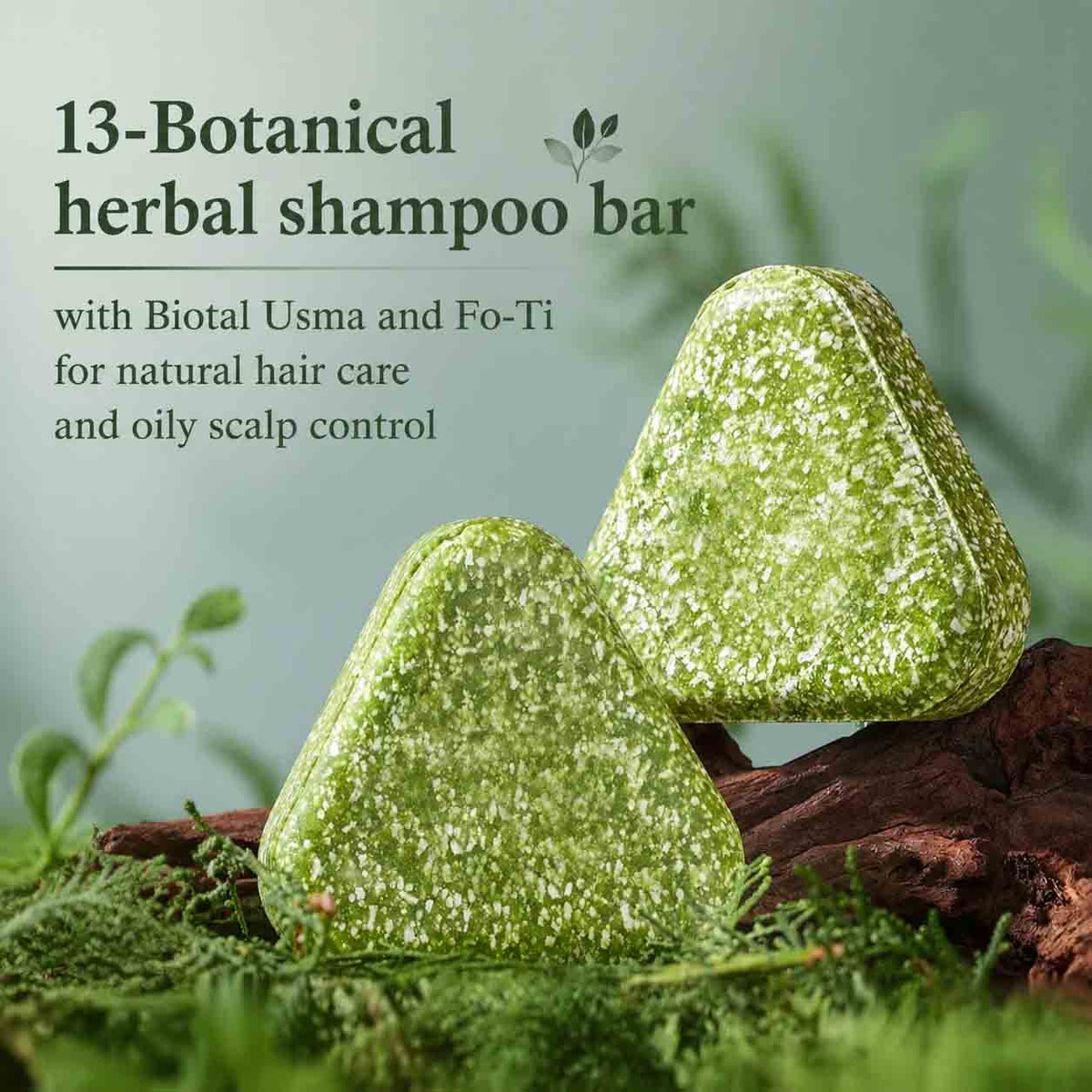 Handmade 13 Botanical Herbal Shampoo Bar with Biotal, Usma & Fo-Ti | Natural Scalp Care Solid Shampoo 100g