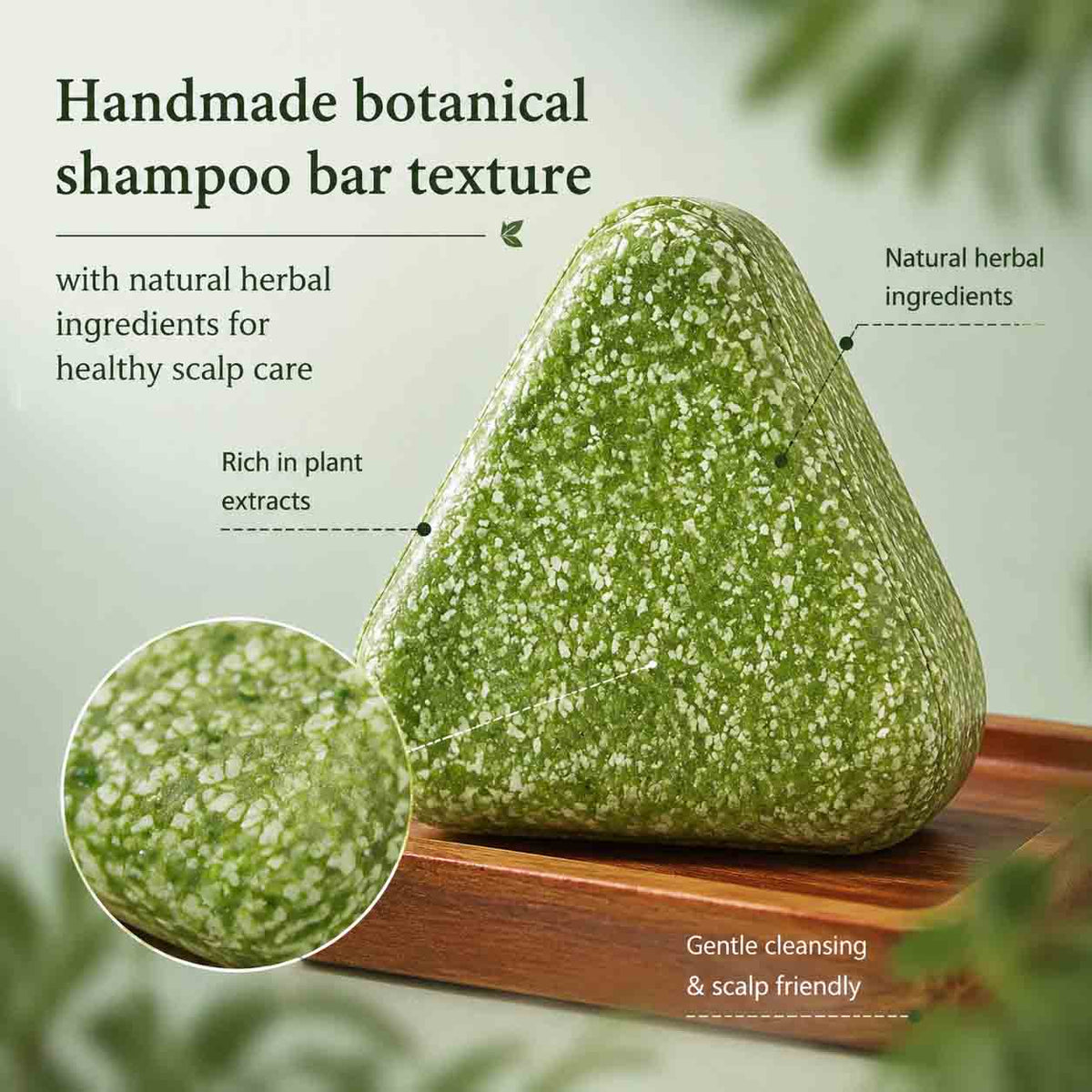 Handmade 13 Botanical Herbal Shampoo Bar with Biotal, Usma & Fo-Ti | Natural Scalp Care Solid Shampoo 100g