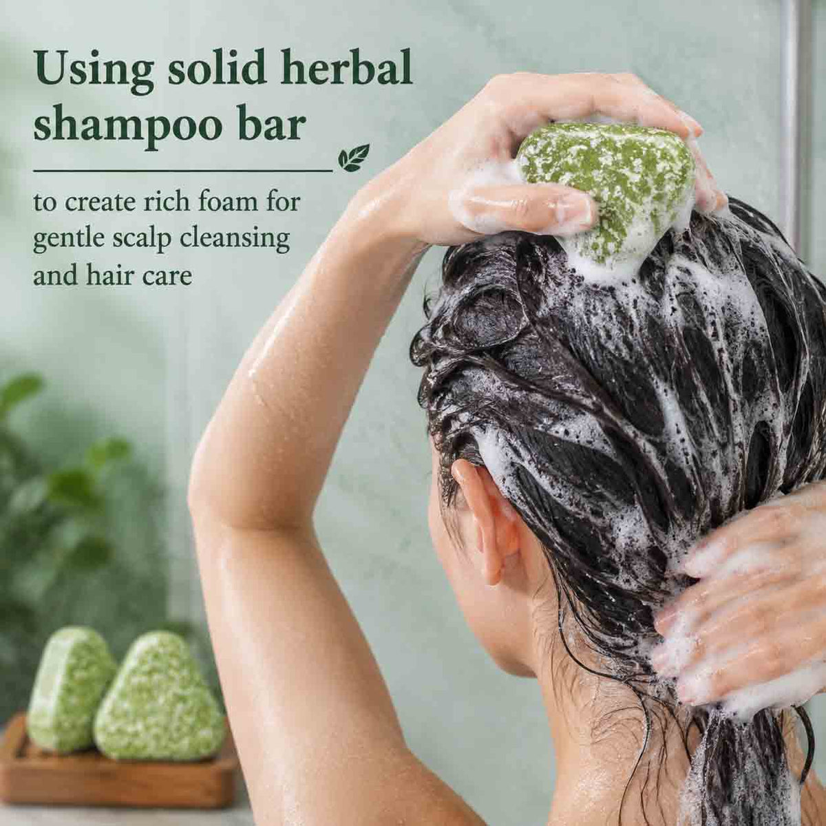 Handmade 13 Botanical Herbal Shampoo Bar with Biotal, Usma & Fo-Ti | Natural Scalp Care Solid Shampoo 100g
