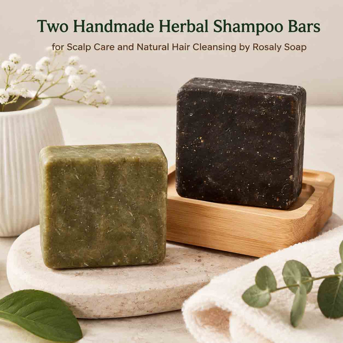 Handmade Herbal Shampoo Bar Duo for Scalp Care | Dendrobium & He Shou Wu